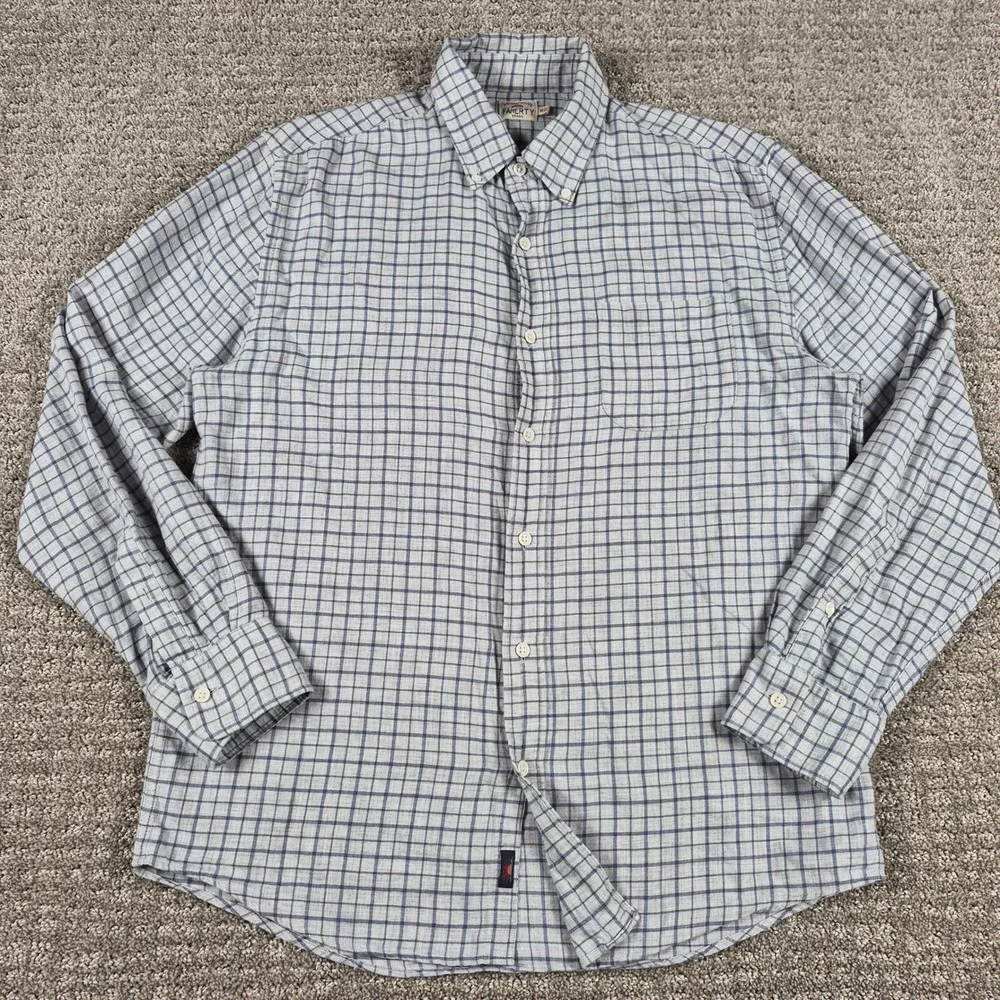 Faherty Shirt Mens M Gray Everyday Flannel Button down Morning Mist Windowpane